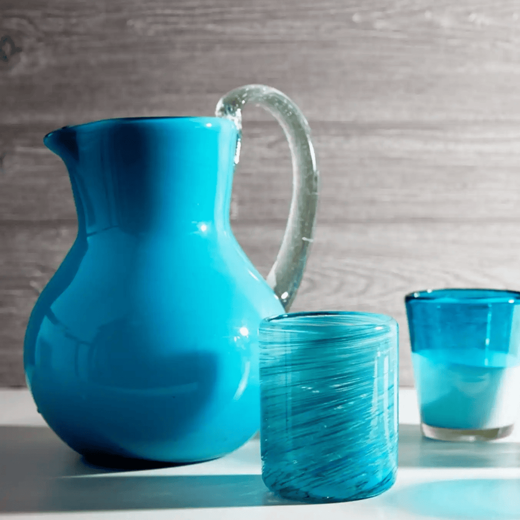 Handblown Glass Pitcher - Aqua - Sage Interiorsverve cultureglassware