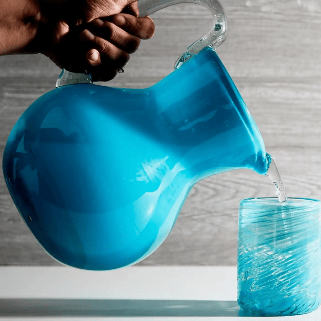 Handblown Glass Pitcher - Aqua - Sage Interiorsverve cultureglassware