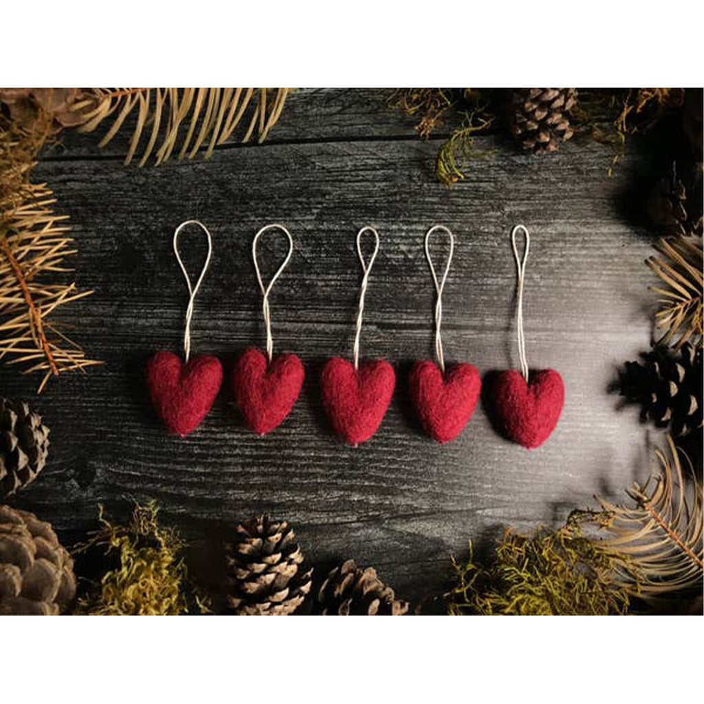 "Heart Felt" Ornament, Sangria Set of 6 - Sage InteriorsTREE