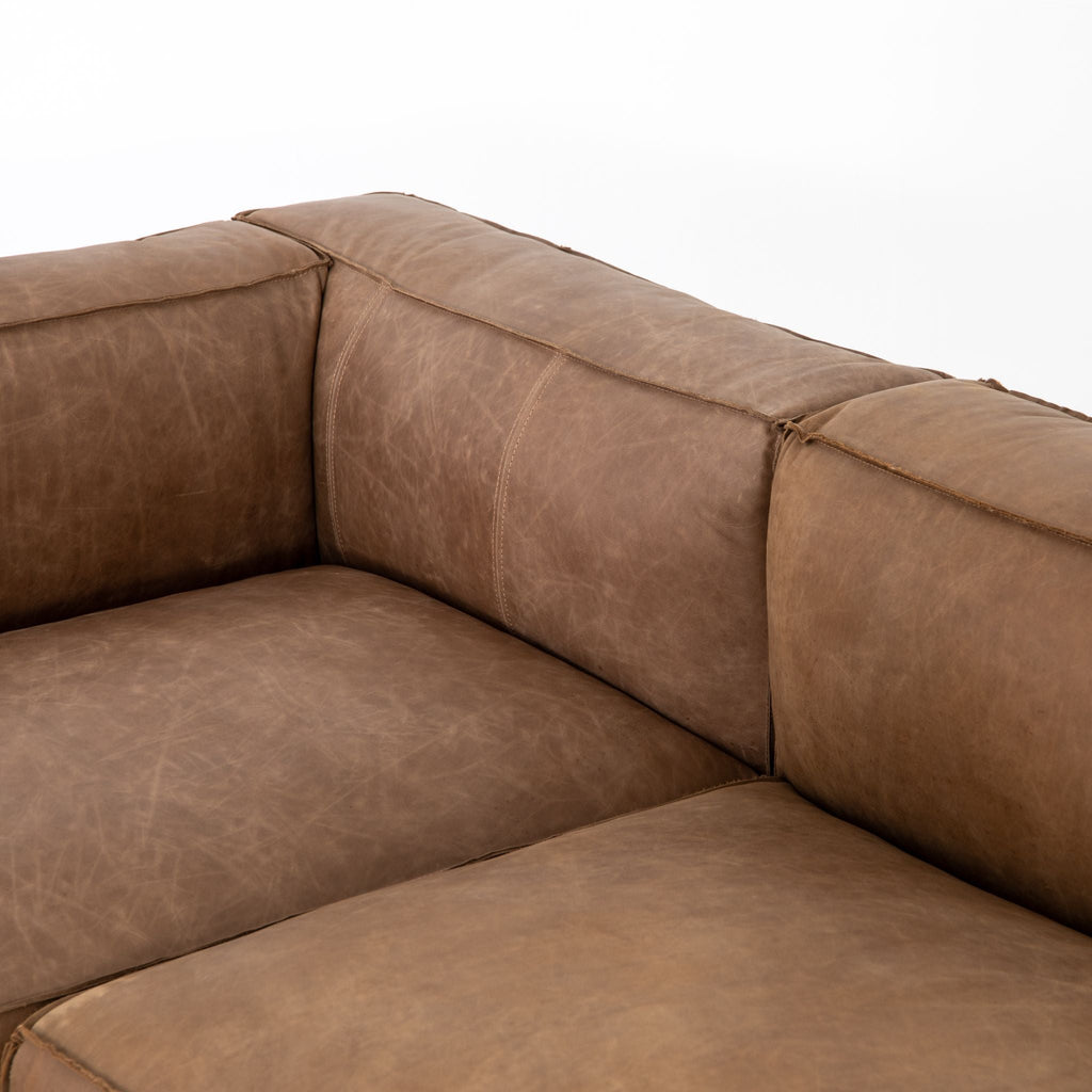 Lecco Sectional, Natural Washed Leather Reverse Stitch - Sage InteriorsFHsofa