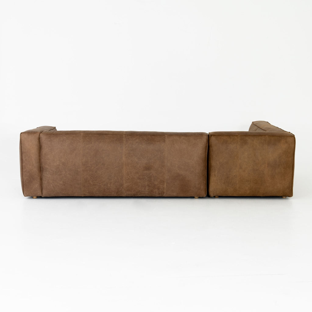 Lecco Sectional, Natural Washed Leather Reverse Stitch - Sage InteriorsFHsofa