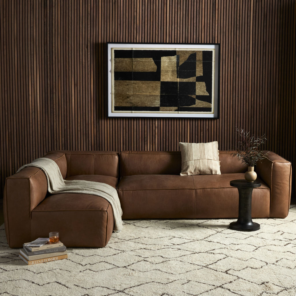 Lecco Sectional, Natural Washed Leather Reverse Stitch - Sage InteriorsFHsofa