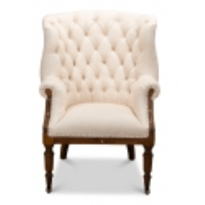 Linen, burlap, upright tufted Irish cigar chair - Sage InteriorsSarreidAccent Chair