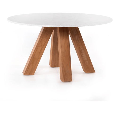 Marble and Teak Outdoor Dining Table - Sage InteriorsFH