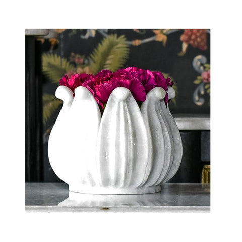 Marble Lotus Flower Planter, Pair - Sage InteriorsBlue Ocean Traders