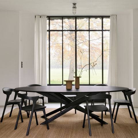 Mikado Oval Dining Table, Oak Black - Sage InteriorsEthnicraftDining Table