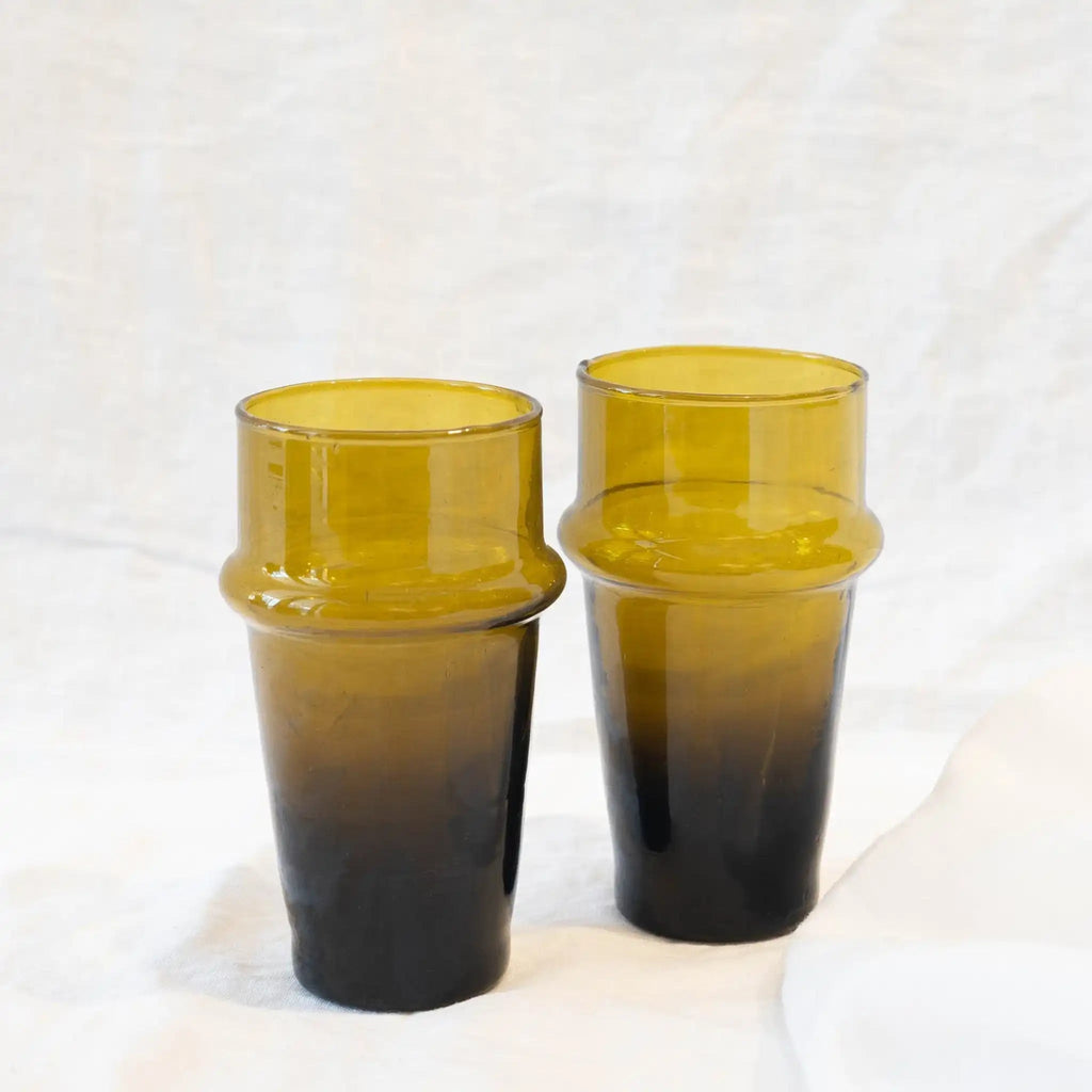 Moroccan Glasses Bronze, Hand blown Recycled Glass tumbler 5.1" - Sage InteriorsSocco Designsglassware