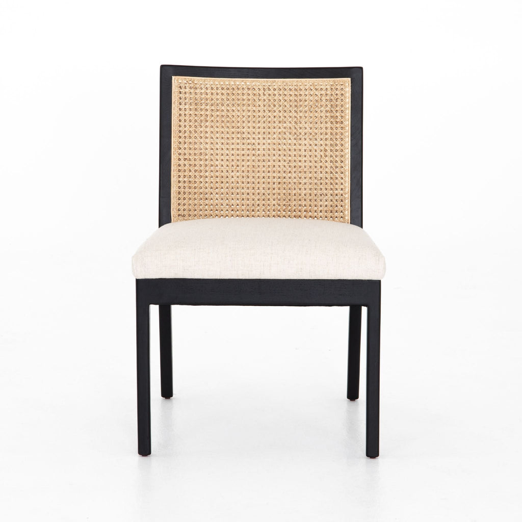 Natural Cane Armless Dining Chair, Brushed Ebony Savile Flax - Sage InteriorsFH