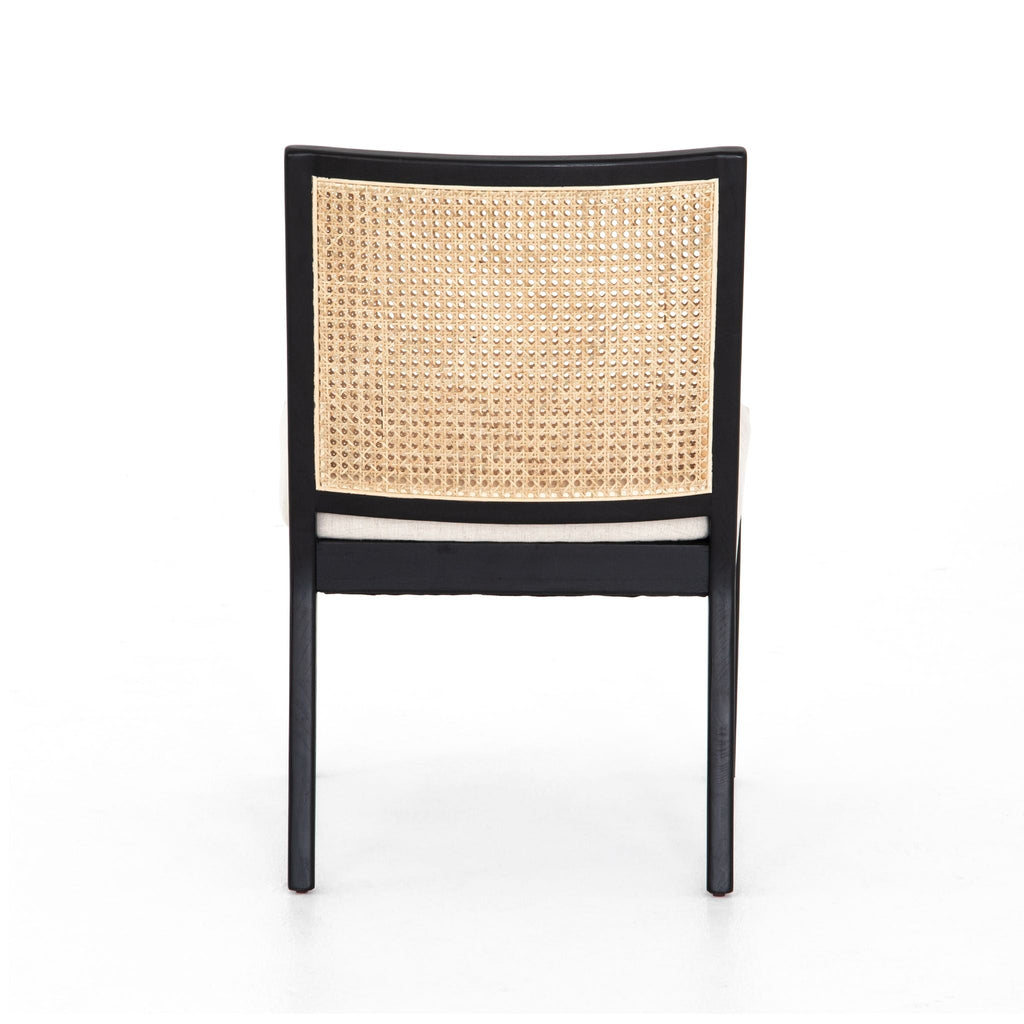 Natural Cane Armless Dining Chair, Brushed Ebony Savile Flax - Sage InteriorsFH