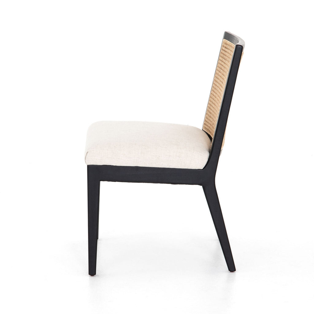 Natural Cane Armless Dining Chair, Brushed Ebony Savile Flax - Sage InteriorsFH