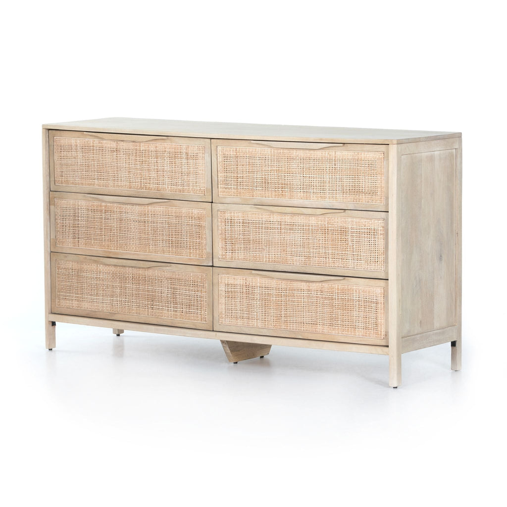 Natural Mango Caned Mango 6 Drawer Dresser - Sage InteriorsTREE