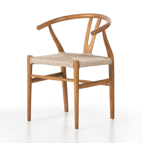 Natural Teak Wishbone Wicker Dining Chair - Sage InteriorsFHChair