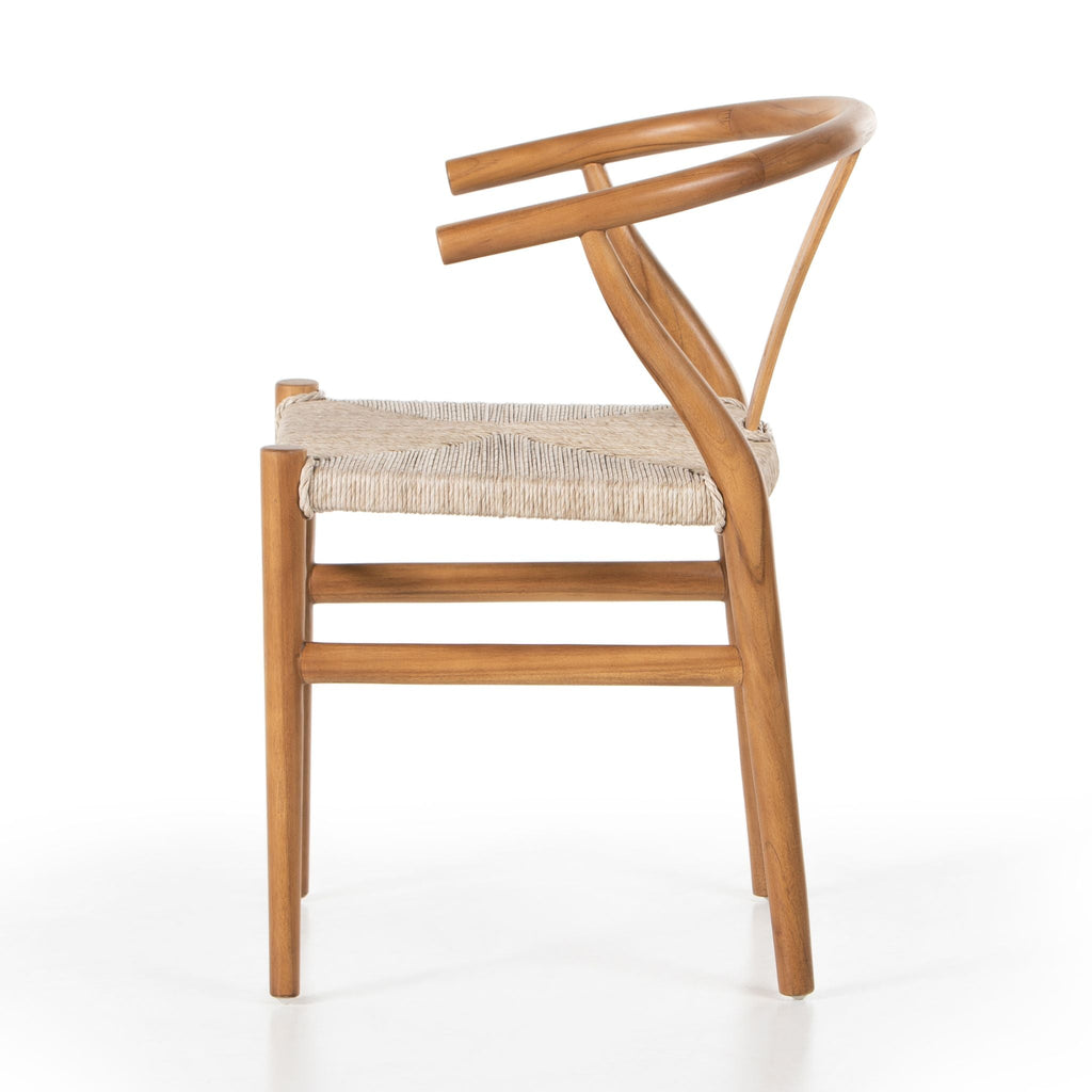 Natural Teak Wishbone Wicker Dining Chair - Sage InteriorsFHChair