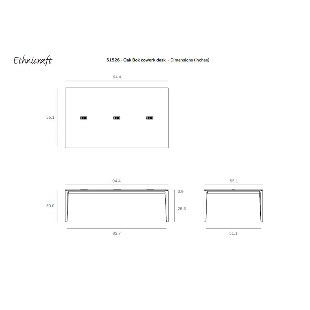 Oak Bok Cowork Desk - Sage Interiorsethnicraft