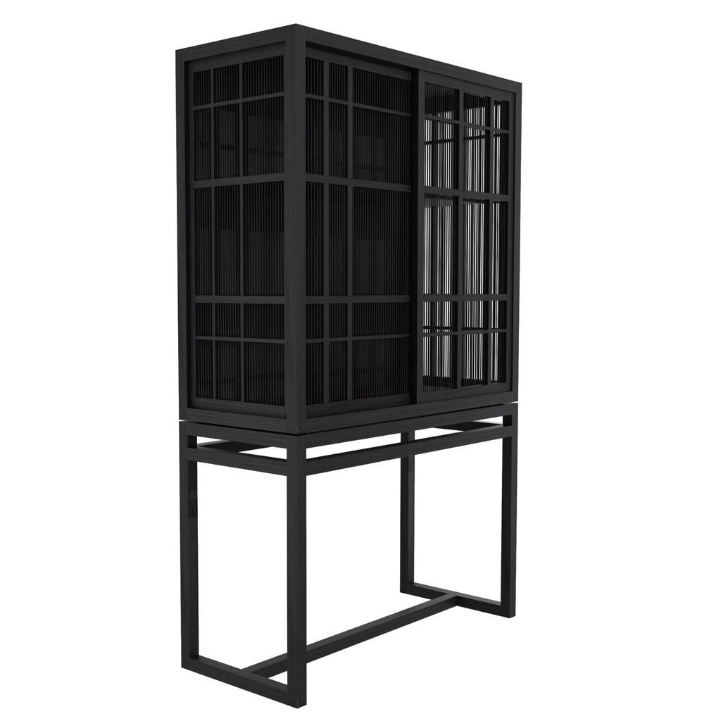 Oak Burung Black Storage Cupboard - Sage Interiorsethnicraftcupboard