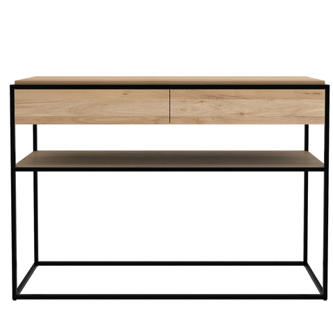 Oak Monolit console - 2 drawers - black - FSC 48 x 16 x 33 - Sage Interiorsethnicraft