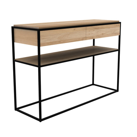 Oak Monolit console - 2 drawers - black - FSC 48 x 16 x 33 - Sage Interiorsethnicraft