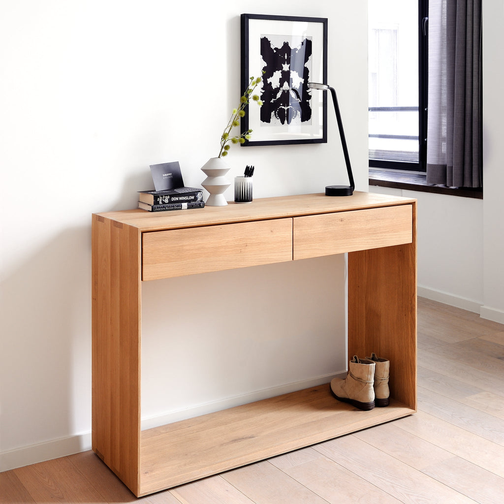 Oak Nordic Console with Drawers - Sage Interiorsethnicraft