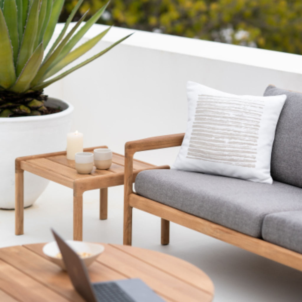 Outdoor Cushion, White Linear Square - Sage InteriorsethnicraftCushion