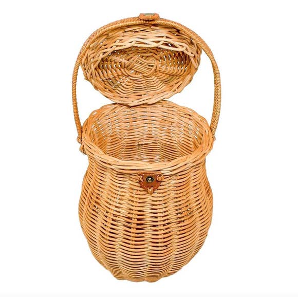 Phoebe Honeypot Bag - Rattan Handle - Sage Interiorspoppy + sage