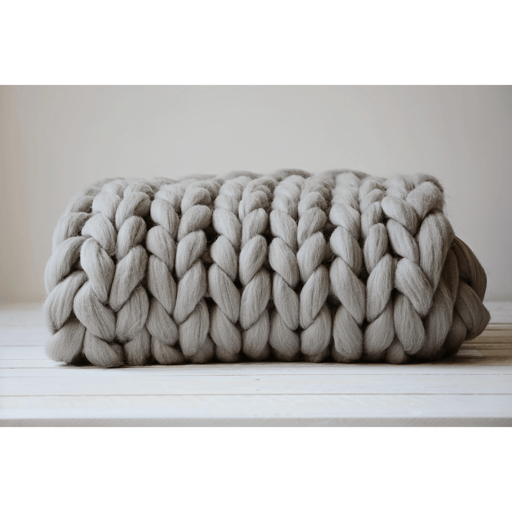 PNW Grey Chunky Knit Throw - Sage InteriorsChunky knit