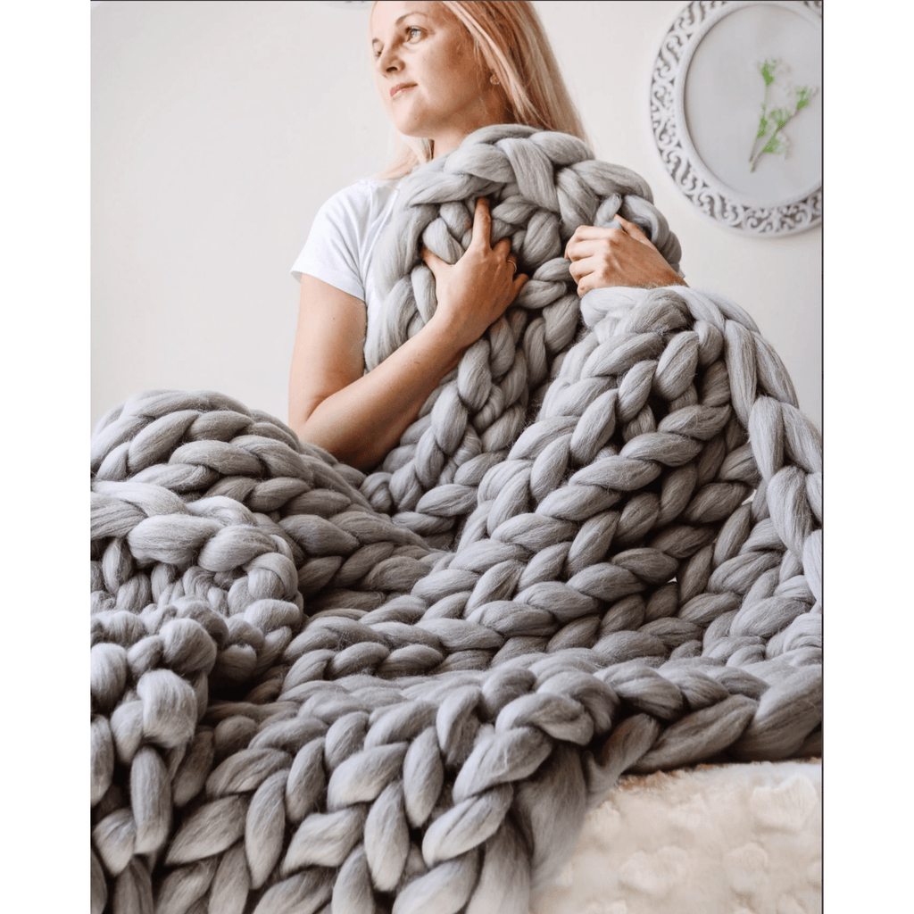 PNW Grey Chunky Knit Throw - Sage InteriorsChunky knit