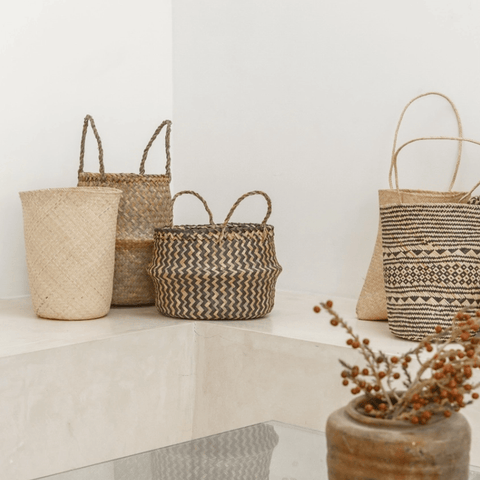 Praya Basket, Natural Borneo Rattan - Sage InteriorsVillage Thrivebasket