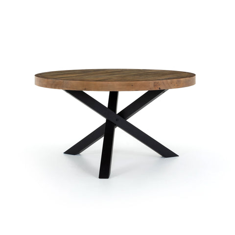 Reclaimed Wooden Forged Round Dining Table - Sage InteriorsFH