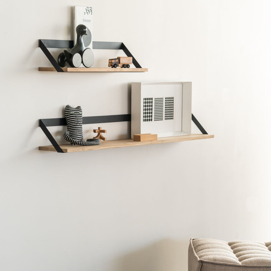 Ribbon Shelf, Oak with Black Frame - Sage InteriorsethnicraftDecor