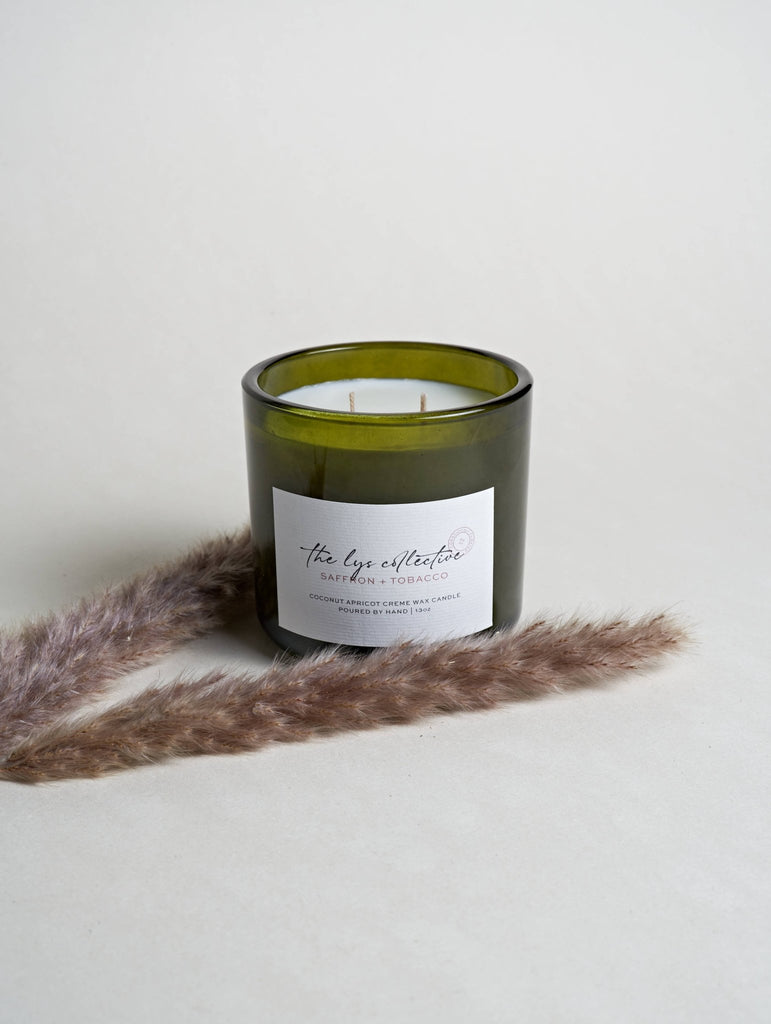 Saffron + Tobacco Coconut Apricot Creme Wax Candle - 13oz - Sage InteriorsThe Lys Collective