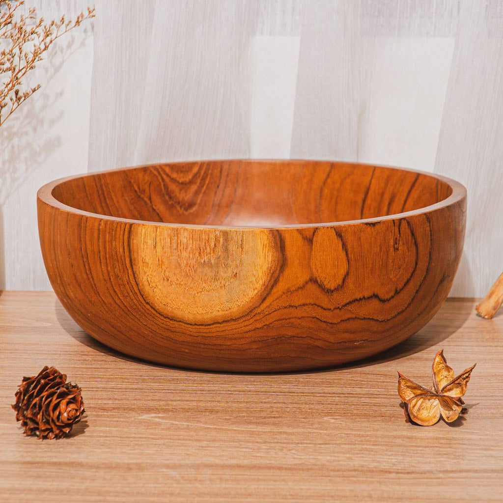 Salad Serving Bowl, Handmade Teak Wood, Classic - Sage InteriorsRainforest BowlsDecor