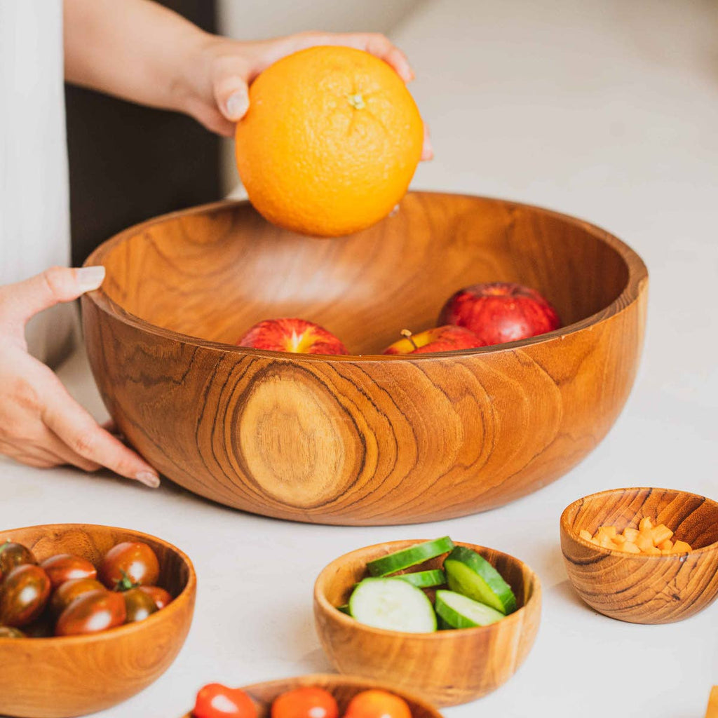 Salad Serving Bowl, Handmade Teak Wood, Classic - Sage InteriorsRainforest BowlsDecor