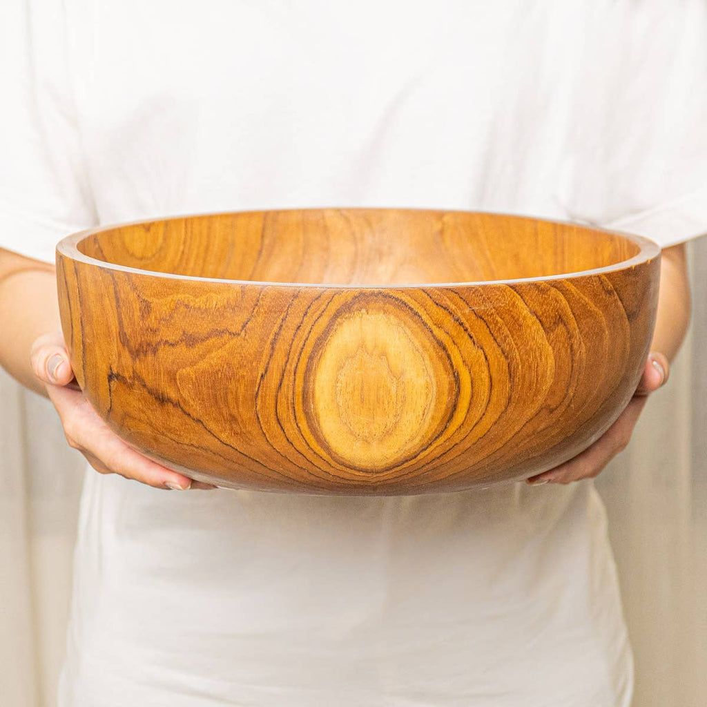 Salad Serving Bowl, Handmade Teak Wood, Classic - Sage InteriorsRainforest BowlsDecor