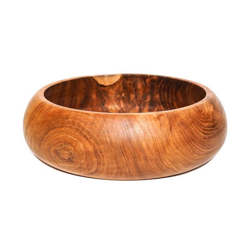 Salad Serving Bowl, Handmade Teak Wood, Rounded - Sage InteriorsRainforest BowlsDecor