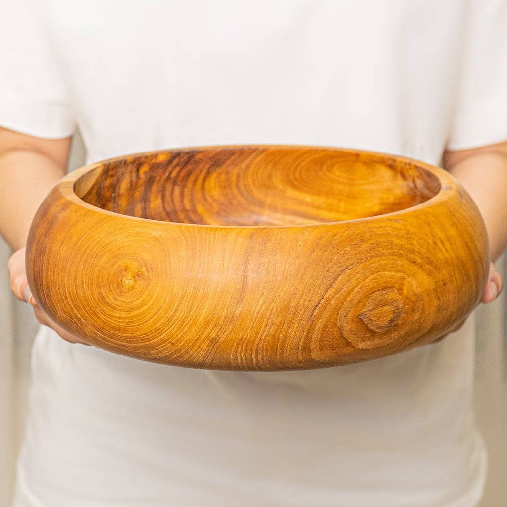 Salad Serving Bowl, Handmade Teak Wood, Rounded - Sage InteriorsRainforest BowlsDecor