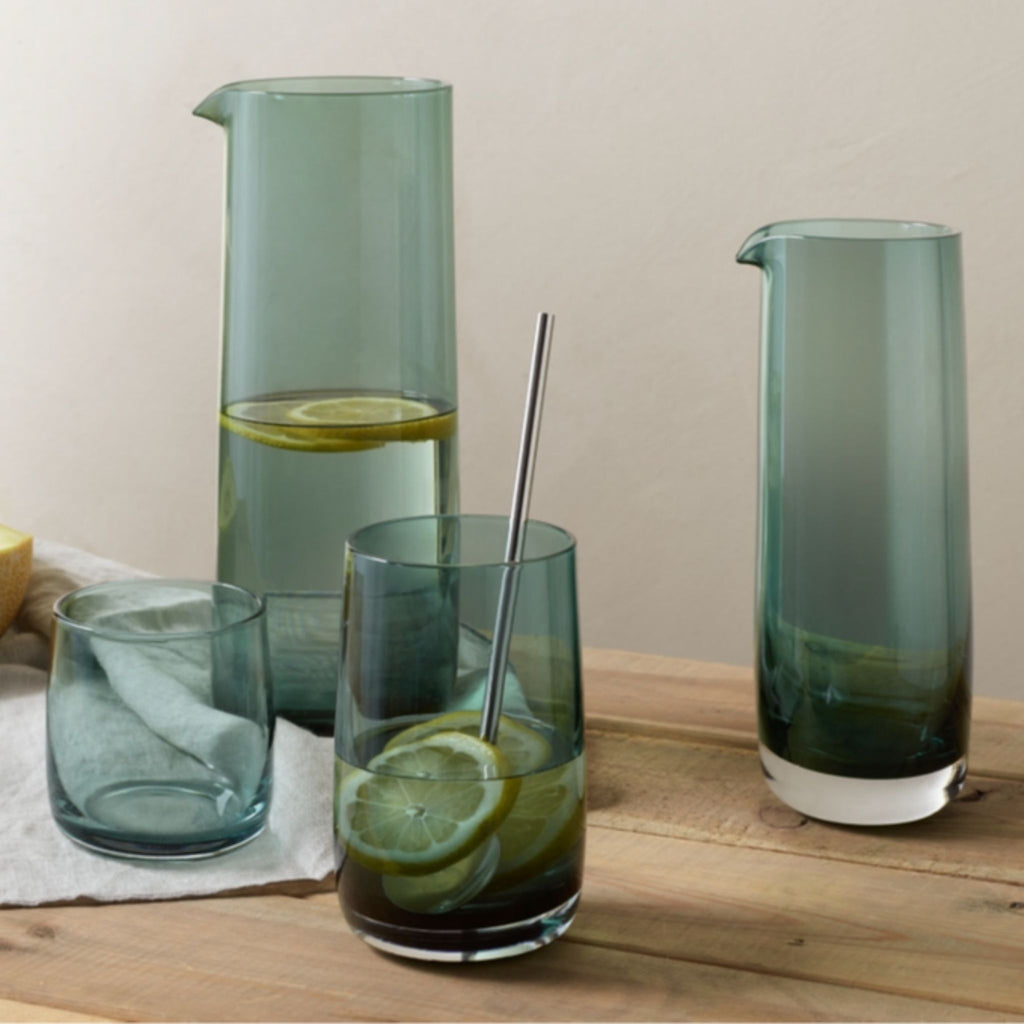 SARABI Mouth Blown Glass Carafes Cylinder, Green - Sage InteriorsASA Selectionglassware