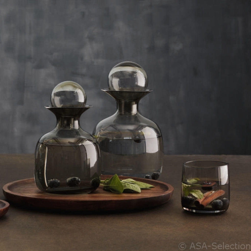 SARABI Mouth Blown Glass Carafes Square, Grey - Sage InteriorsASA Selectionglassware