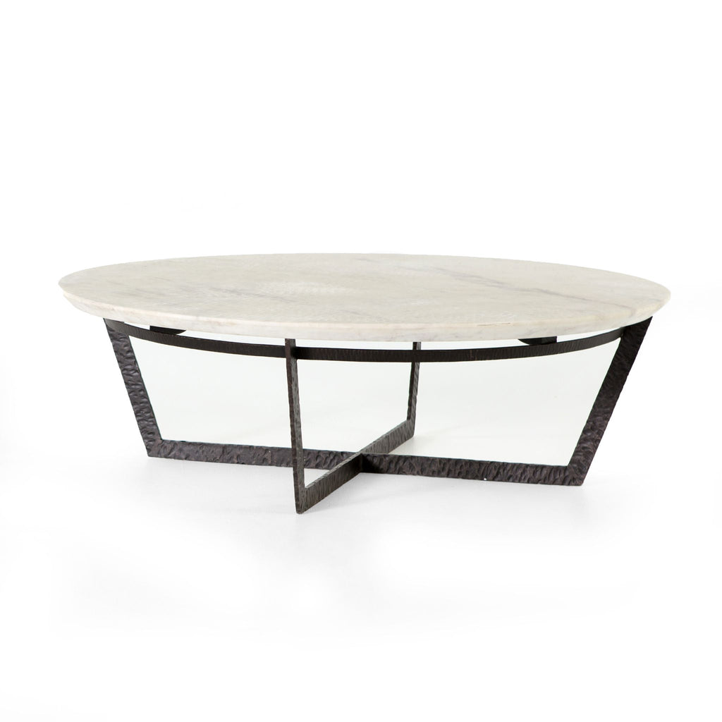 Silas Coffee Table, Sandblasted White Marble - Sage InteriorsFH