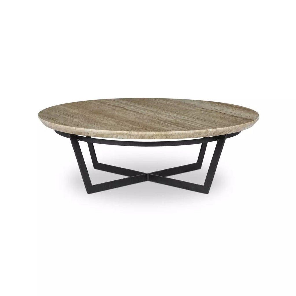 Silas Round Coffee Table, Tarvertine - Sage InteriorsFour Handscoffee table