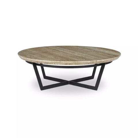 Silas Round Coffee Table, Tarvertine - Sage InteriorsFour Handscoffee table