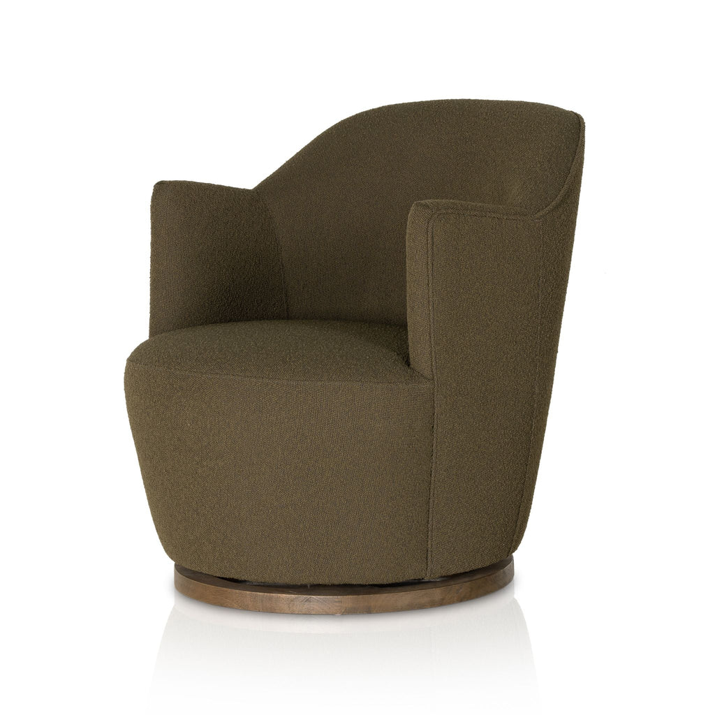 Small Drum Swivel Chair, Fiqa Boucle Olive - Sage InteriorsFHAccent Chair