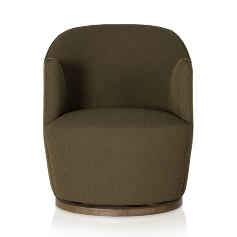 Small Drum Swivel Chair, Fiqa Boucle Olive - Sage InteriorsFHAccent Chair