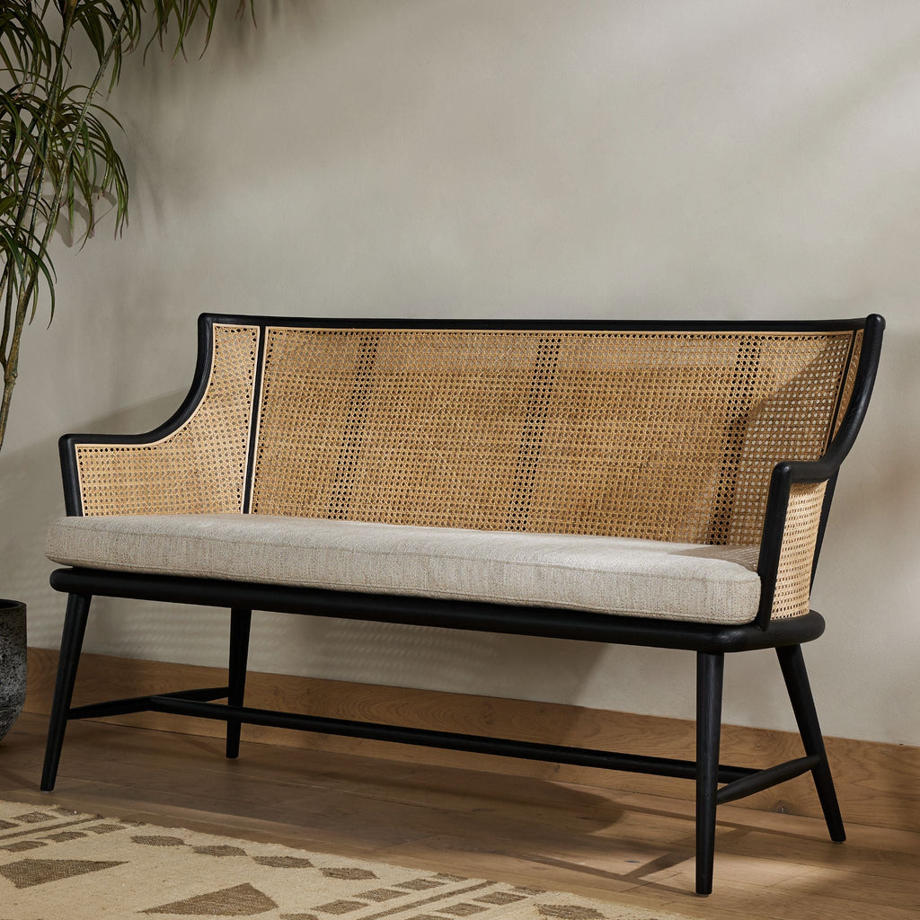 Stella Caned Bench, Oak - Sage InteriorsFHAccent Bench