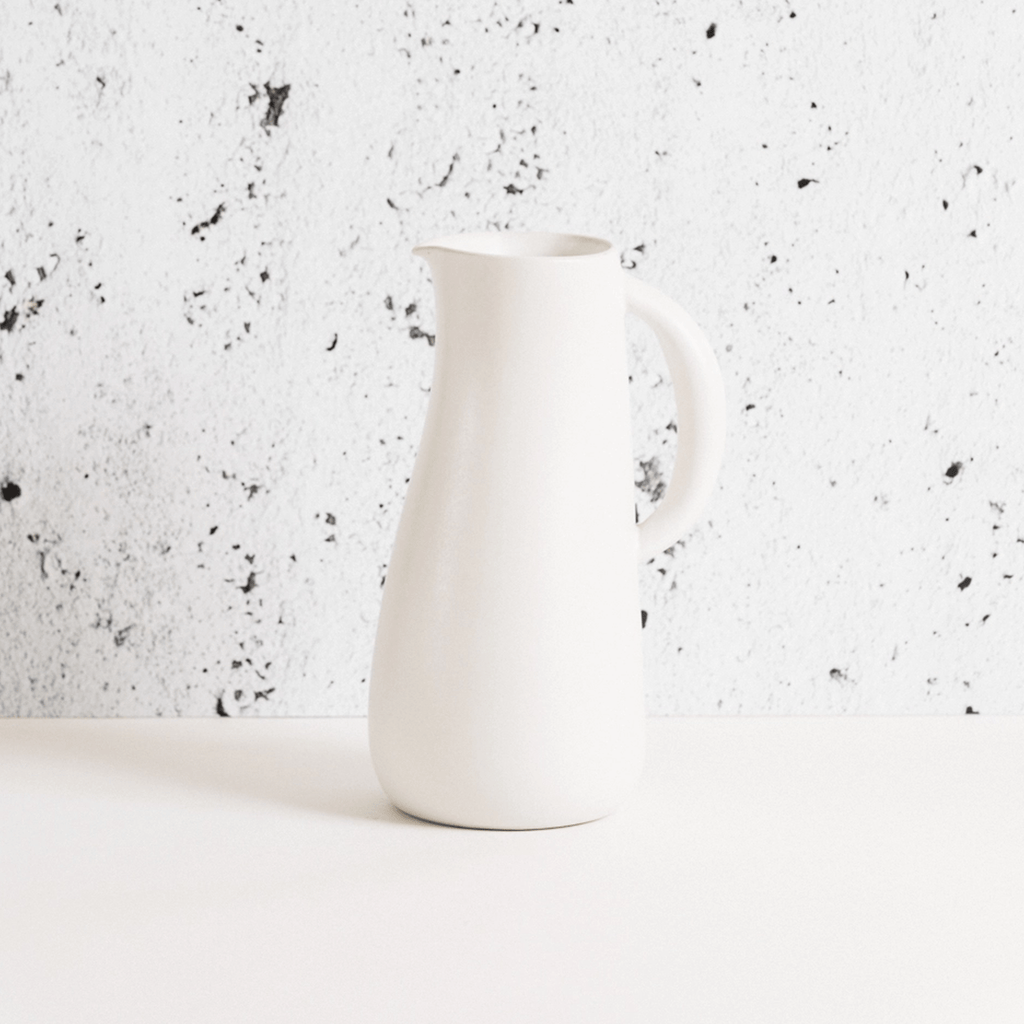 Stoneware Jug, Dadasi 50 oz Matte White - Sage InteriorsGharyanstoneware