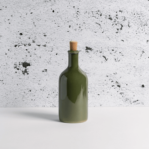 Stoneware Olive Oil Bottle, Jazz 21 oz Glazed Green - Sage InteriorsGharyanstoneware