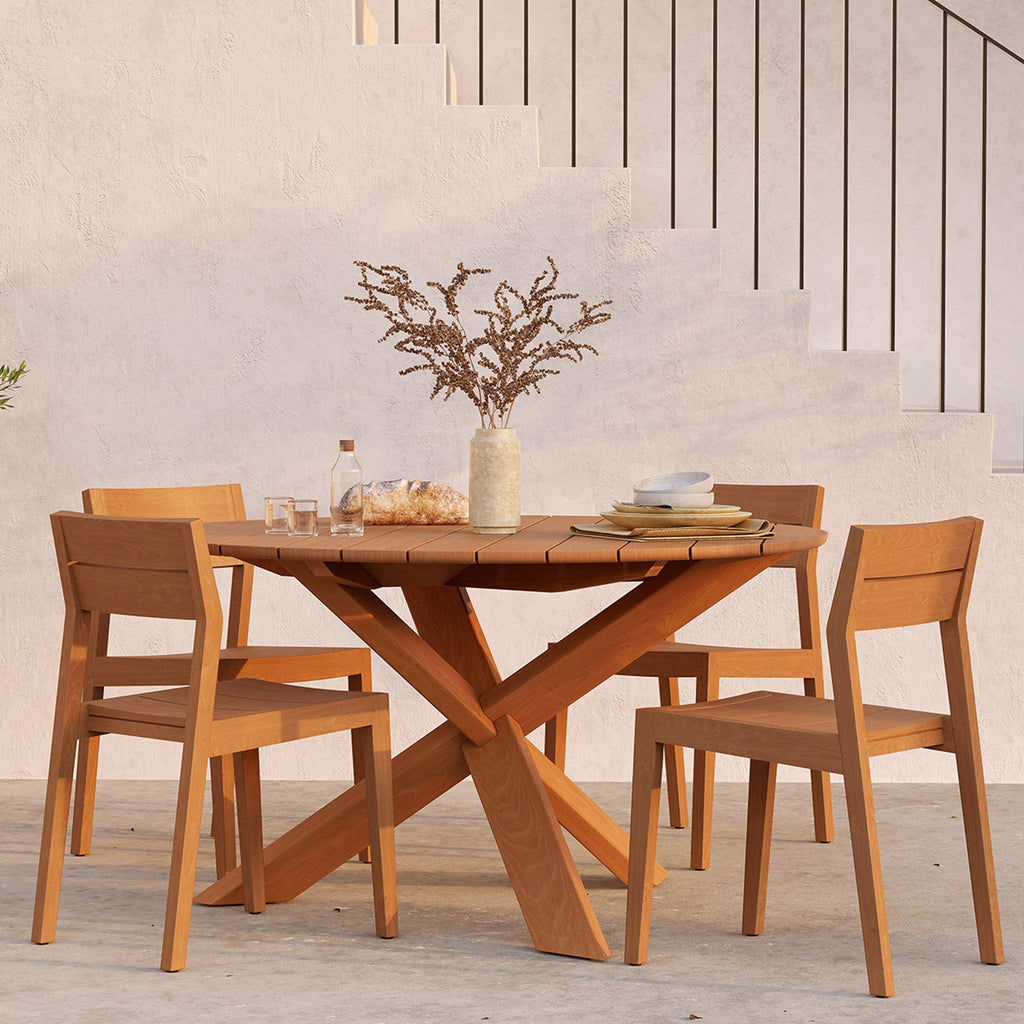 Teak Circle Outdoor Dining Table - Sage InteriorsEthnicraftOutdoor Table