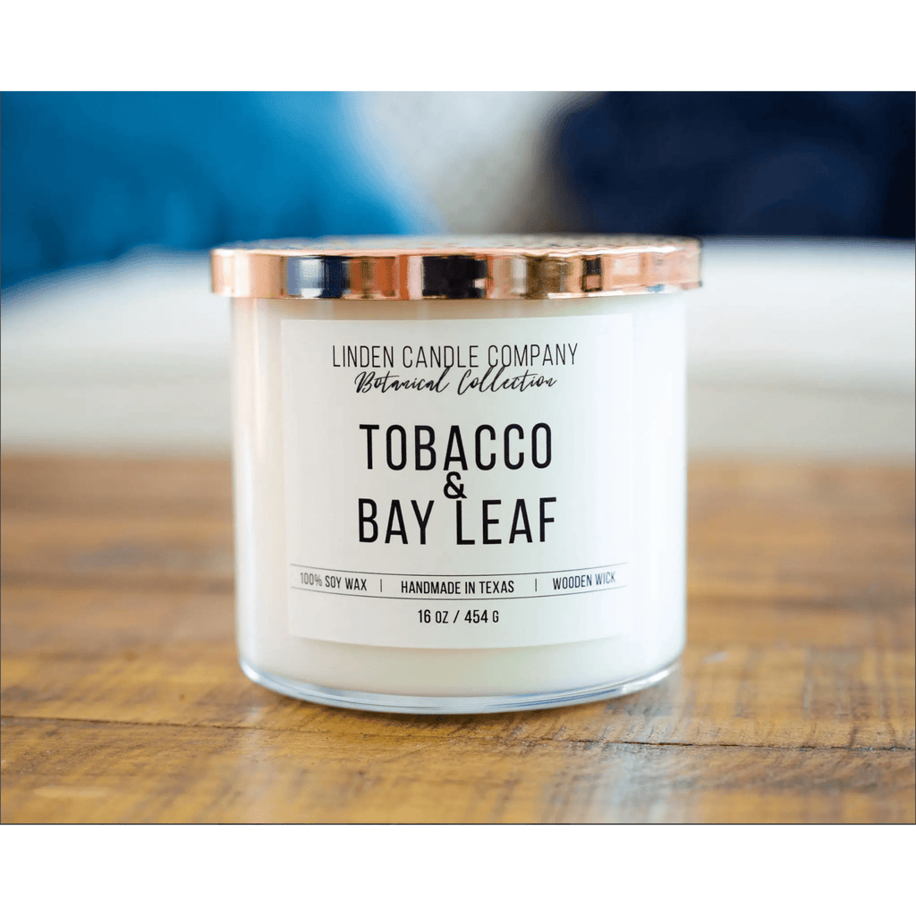 Tobacco and Bay, Woodsy 16oz Candle - Sage InteriorsLinden Candle Company