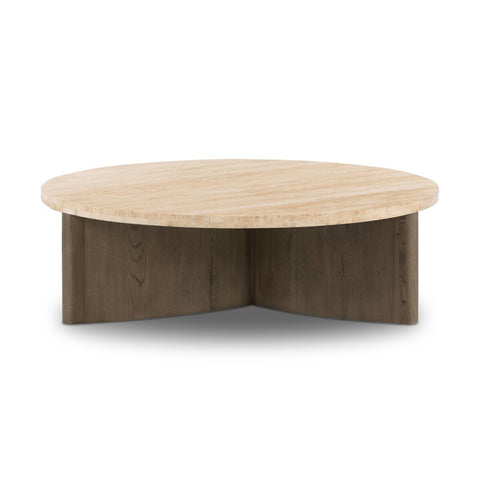 Travertine Top Circular Coffee Table - Sage InteriorsFour Handscoffee table