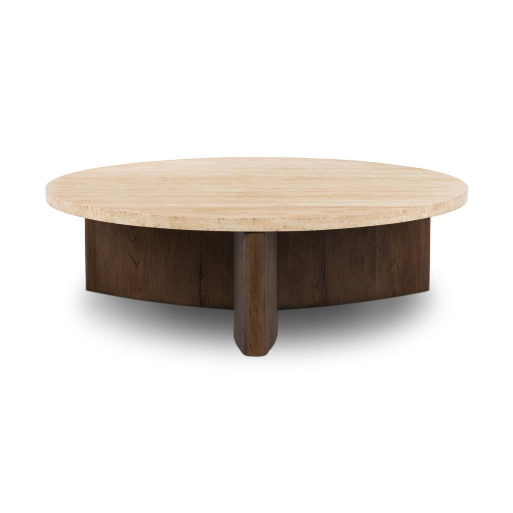 Travertine Top Circular Coffee Table - Sage InteriorsFour Handscoffee table