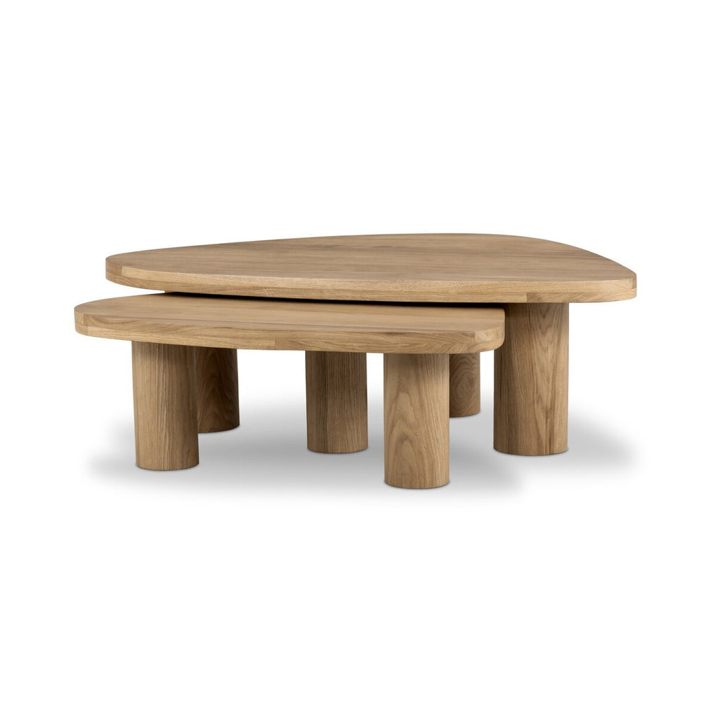 Turned Pillar Natural Oak Nesting Coffee Tables - Sage InteriorsFour HandsCoffee Table